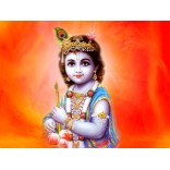 Baby Krishna in Orange background